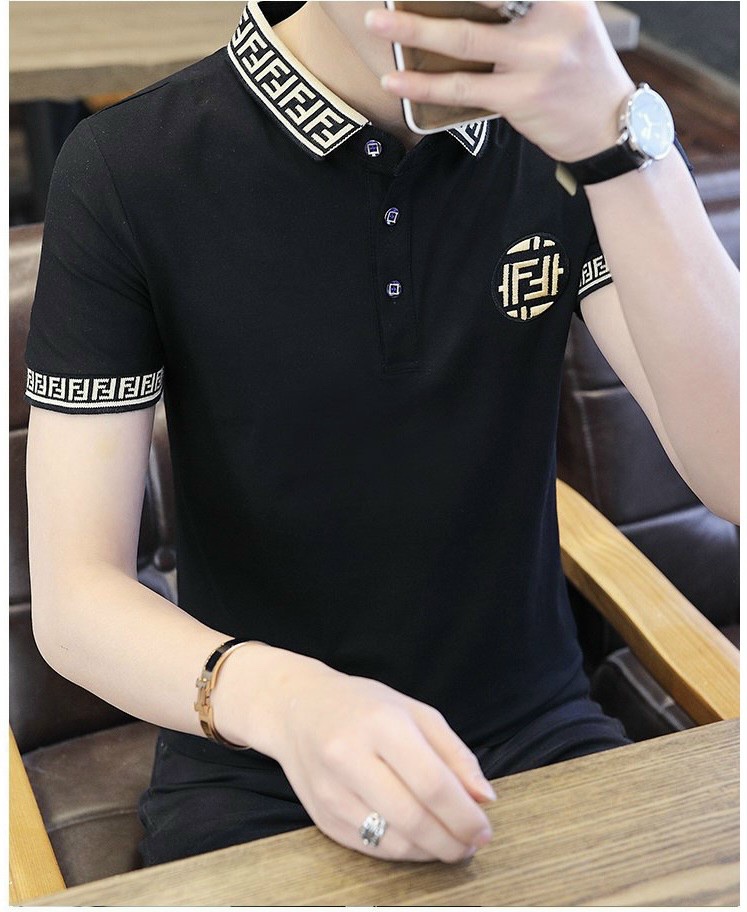 Áo Thun Nam, Áo Polo Nam Có Cổ Cotton Cao Cấp mẫu mới 2022 phối logo 2 CHỮ F NGƯỢC cực đẹp 4 màu sang trọng lịch lãm