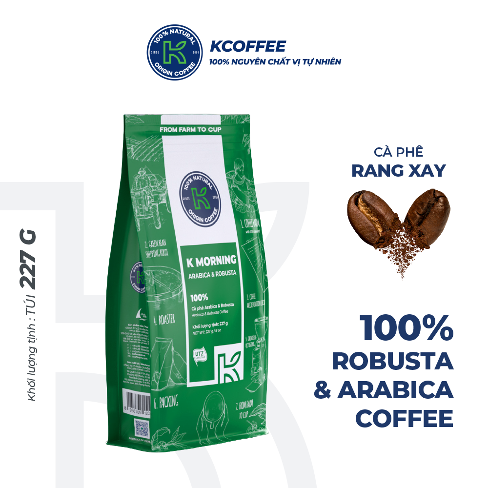 Combo cà phê rang xay xuất khẩu K-Black 227g và K-Morning thương hiệu K-Coffee