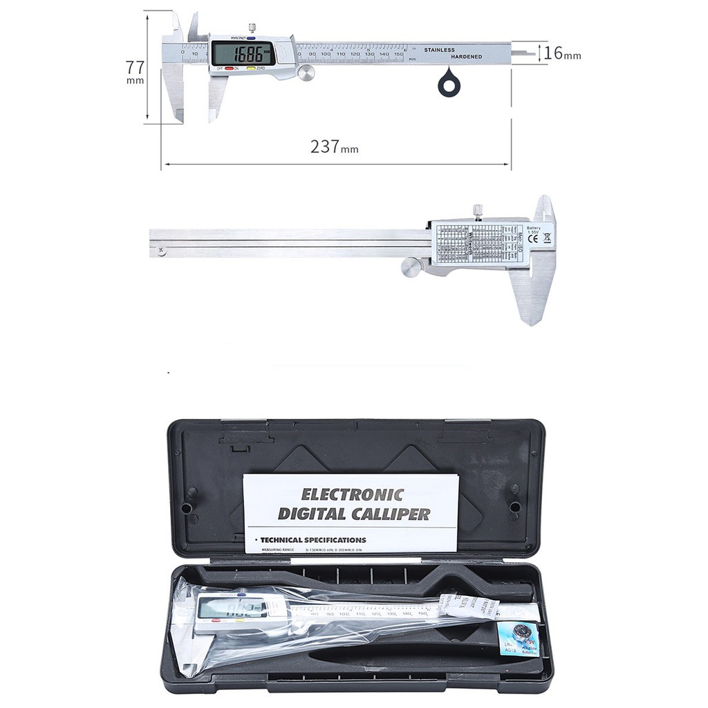 Thước cặp, Thước Kẹp Điện Tử Cao Cấp 150mm không gỉ - Đo Đường Kính Độ Chính Xác Cao