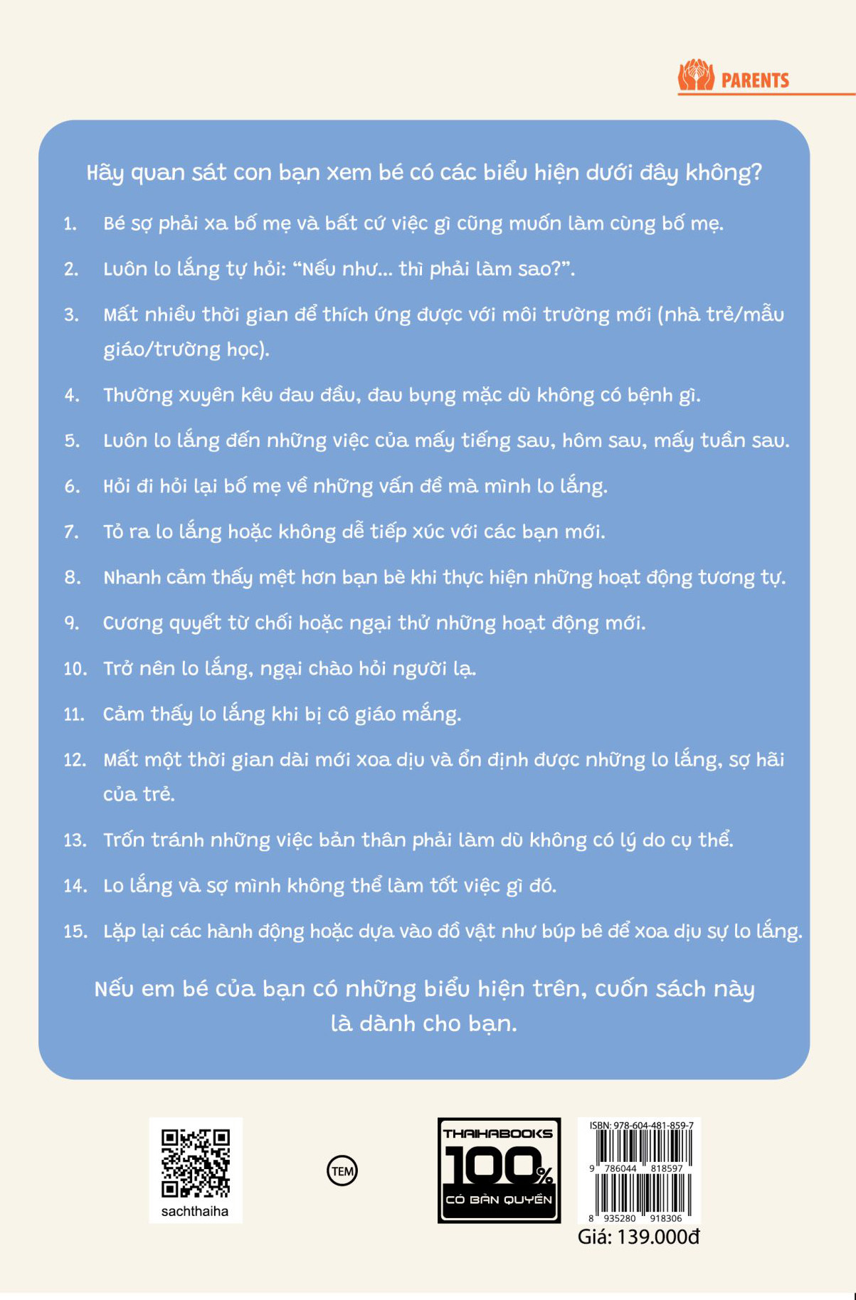 Sách - Rối loạn lo âu ở trẻ em