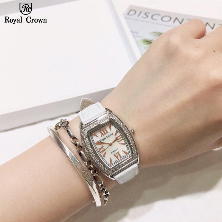 Đồng Hồ Nữ Chính Hãng Dây Da Royal Crown 3635 Chống Nước Chống Xước