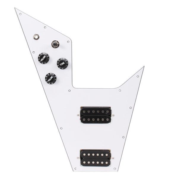 White 3 Ply Loaded Prewired Pickguard for Flying V Guitar