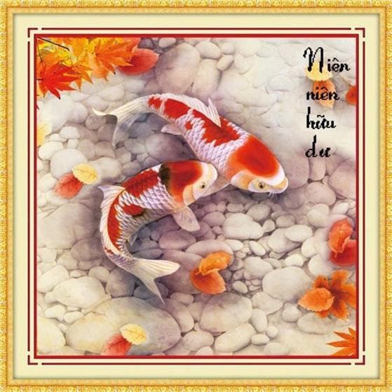Tranh thêu chữ thập Niên niên hữu dư DLH-222762