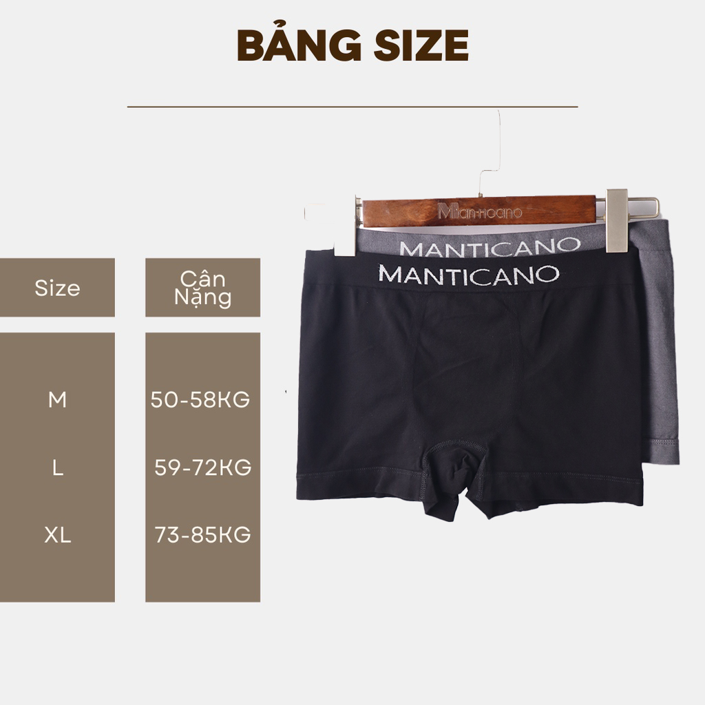 Combo 4 quần lót nam boxer Manticano vải Modal - sợi Sồi bảo vệ sức khoẻ sinh sản nam giới quần sịp đùi nam