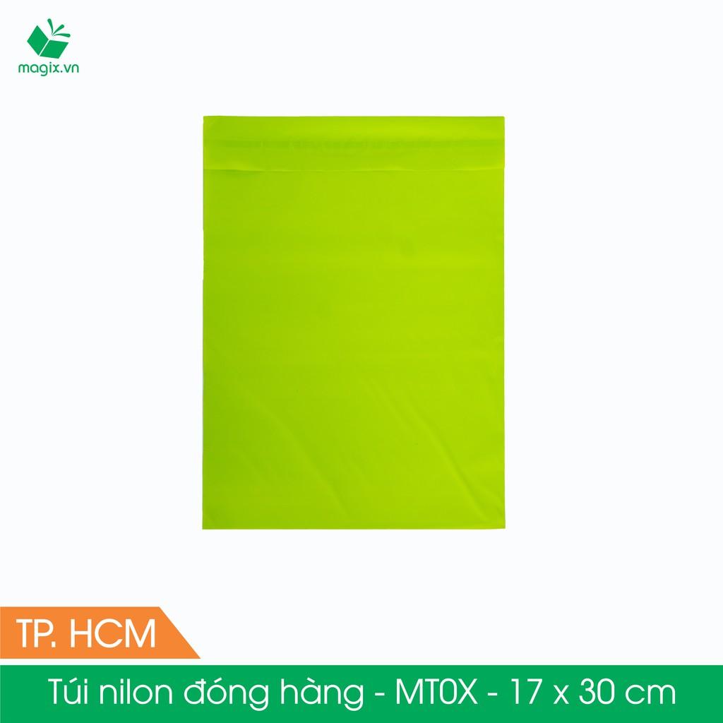 MT0X - 17x30 cm - Túi nilon gói hàng - 500 túi niêm phong đóng hàng màu xanh lá mạ