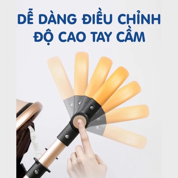 Xe đẩy em bé, xe đẩy trẻ sơ sinh 2 chiều 3 tư thế có giảm xóc nôi tháo rời bánh xe cao su