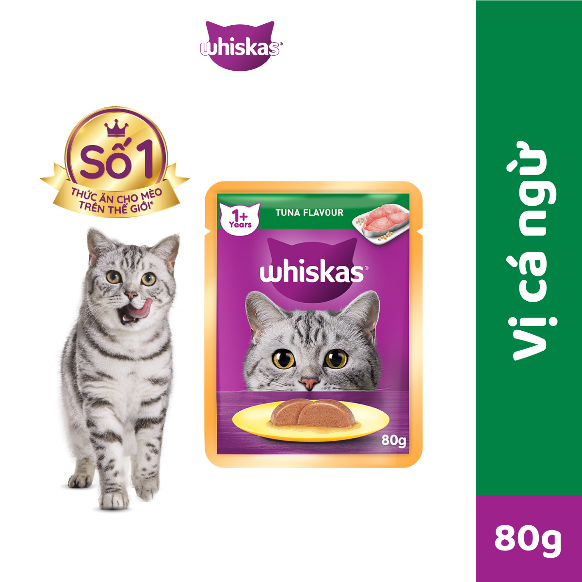 Thức Ăn Dạng Sốt Cho Mèo Trưởng Thành WHISKAS - 80g (24 Túi)