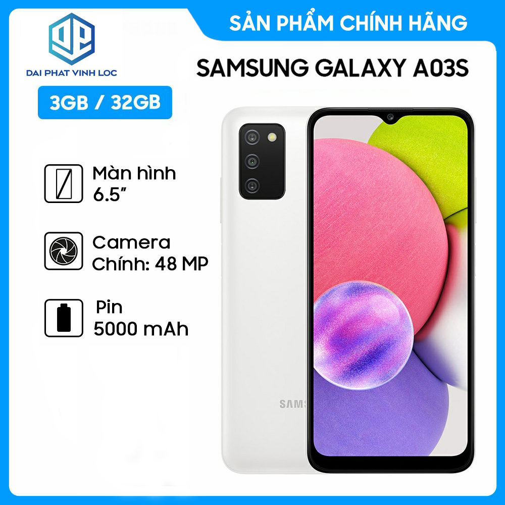 Điện Thoại Samsung Galaxy A03s 3GB/32GB - Hàng Chính Hãng - Mới 100% Nguyên Seal - Bảo Hành 12 Tháng - Pin Khủng 5000 mAh - Selfie Sắc Nét Với Camera Trước 5MP