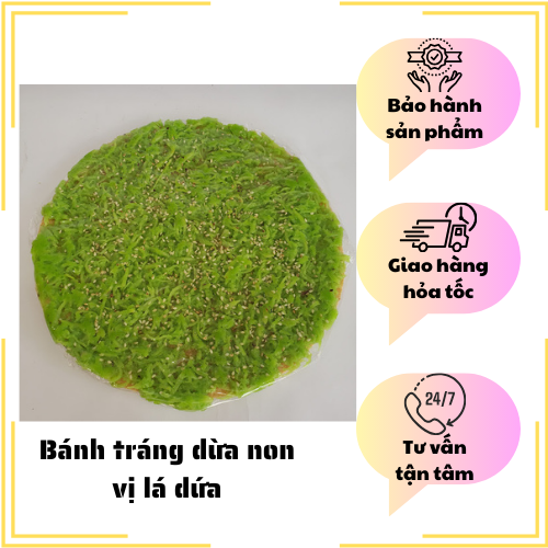 Đặc Sản Nha Trang- Bánh Tráng Dừa Non Vị Lá Dứa, Hút Chân Không, Seavy Gói 220gram