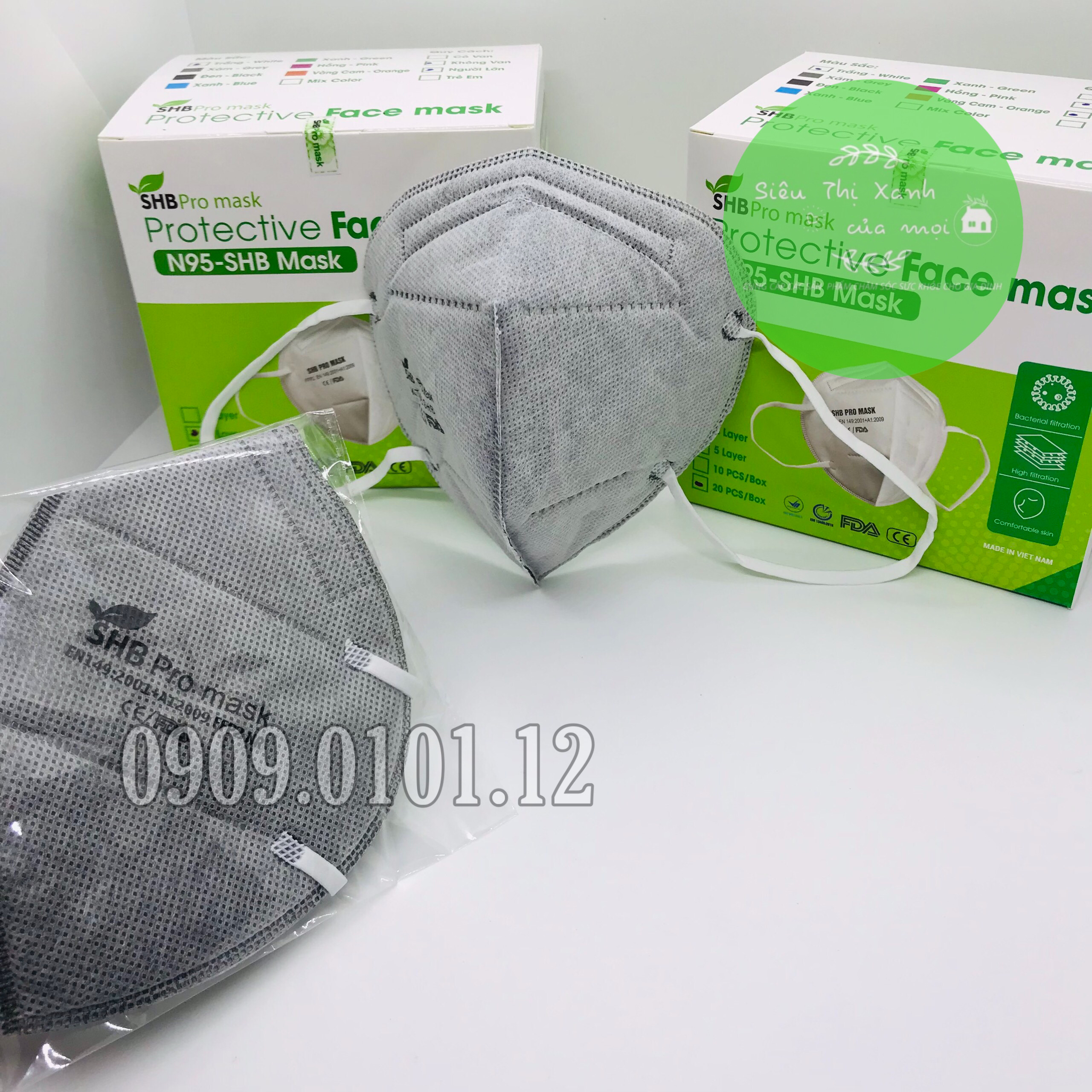 Khẩu trang n95 SHB Pro mask chính hãng, Kn95 cao cấp 5 lớp kháng khuẩn chuẩn FFP2