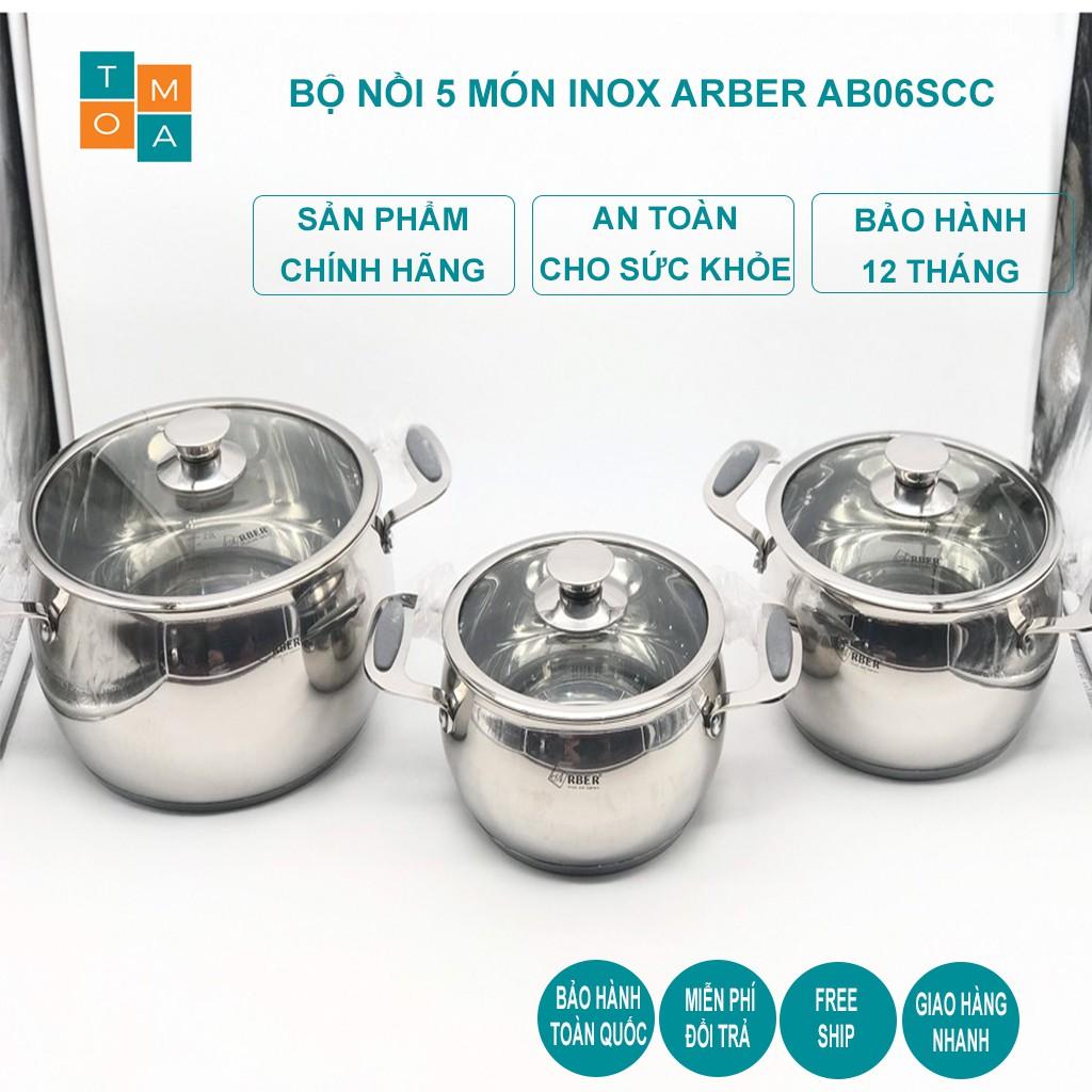 BỘ NỒI INOX ARBER AB06SCC 5 MÓN - NOI INOX 5 MÓN CỦA ĐỨC, BẢO HÀNH 12 THÁNG