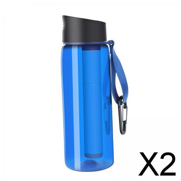2x4Stage Travel Water Filter Bottle Straw Purifier Camping Emergency Survival