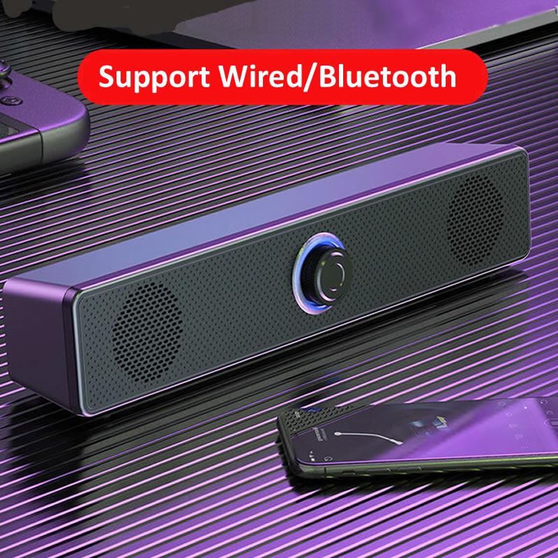 Thanh âm thanh vòm 3D Loa Bluetooth 5.0 Loa máy tính có dây Loa siêu trầm âm thanh nổi Thanh âm thanh cho máy tính xách tay Rạp hát TV Aux 3,5mm Màu sắc: Bluetooth có dây