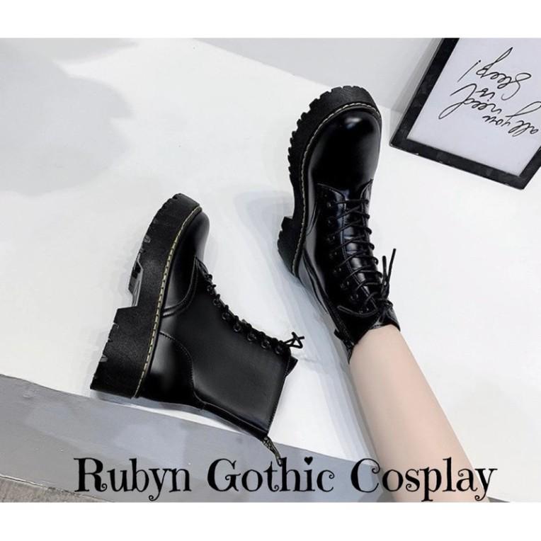 Giày Boots Chiến Binh Cổ Cao Dr dây kéo viền vang đế cao 5cm ( Size 35 - 40 )