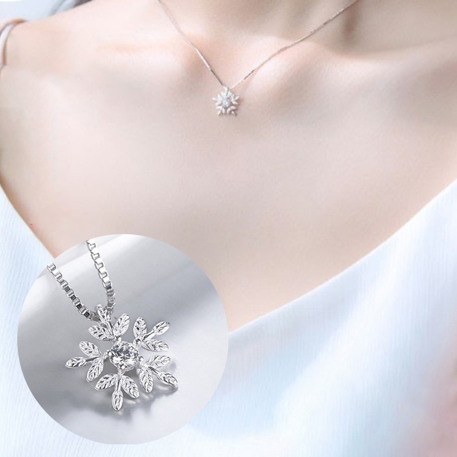 Dây Chuyền Bạc Ý, Vòng Cổ Bạc TNC JEWELLERY Bông Tuyết Trắng Sang Trọng Cho Nữ