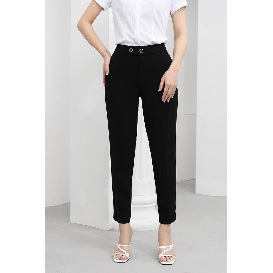 Quần Baggy Nữ Công Sở Cạp Cao Cúc Chéo LUPERI Không Xù Vải, Cắn Chỉ, Chất Đũi Xước Cao Cấp LFQD2103