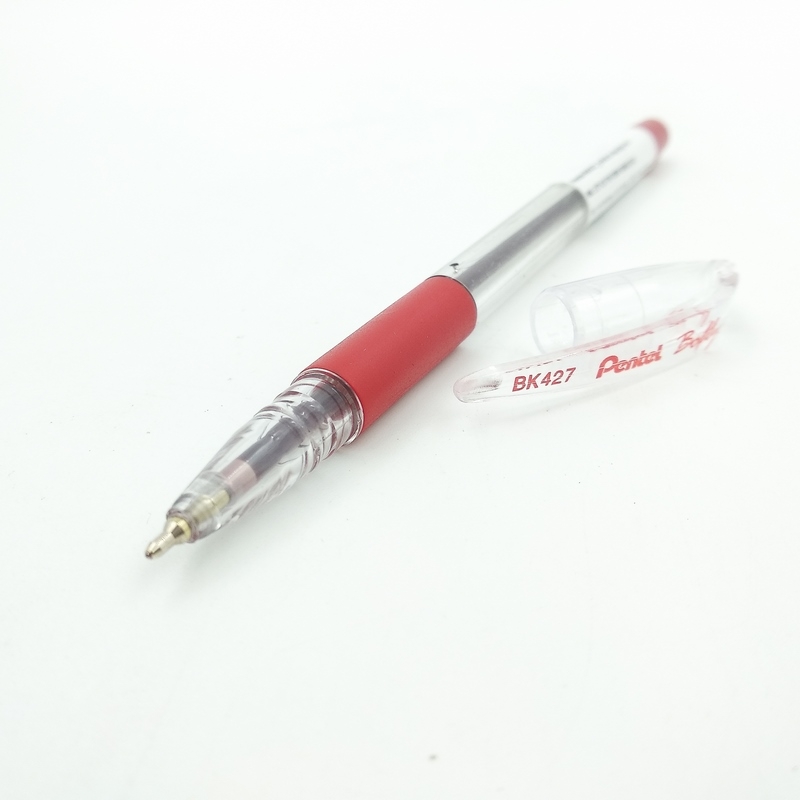 Bộ 3 Bút Bi Nắp Đậy Pentel BK427-B - Màu Đỏ