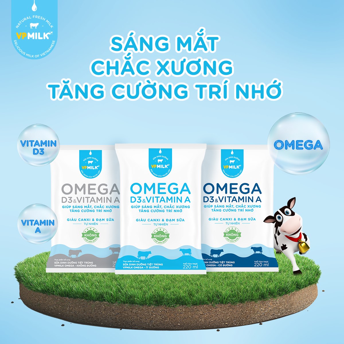 Sữa Dinh Dưỡng Tiệt Trùng VPMilk Omega Ít Đường dạng hộp cho bé trên 1 tuổi 110ml (thùng 48 hộp)