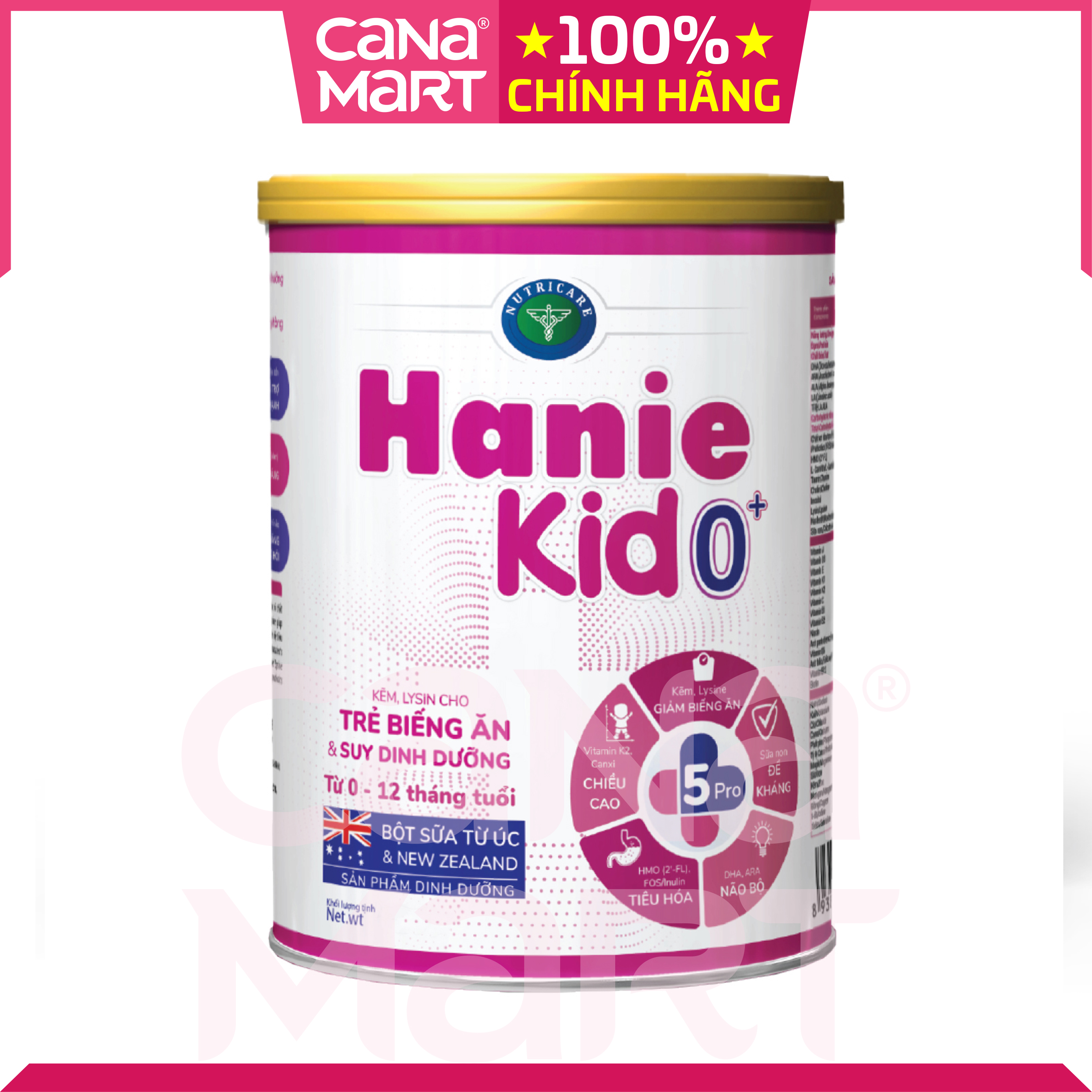 Sữa bột tốt cho bé Nutricare Hanie Kid 0+, dinh dưỡng cho trẻ biếng ăn, suy dinh dưỡng