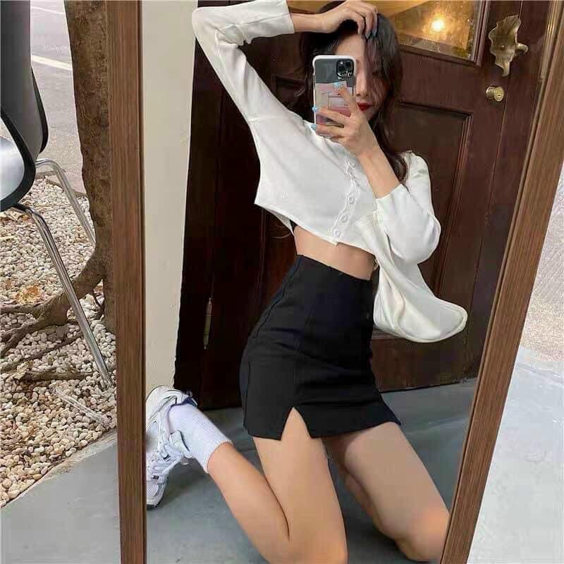 Quần giả váy xẻ đùi lưng siêu cao chất tuyết mưa đứng from không nhăn không xù lông thời trang Banamo Fashhion 637