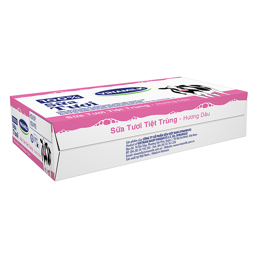 Thùng 48 Hộp Sữa Tươi Tiệt Trùng Vinamilk 100% Hương Dâu 110ml