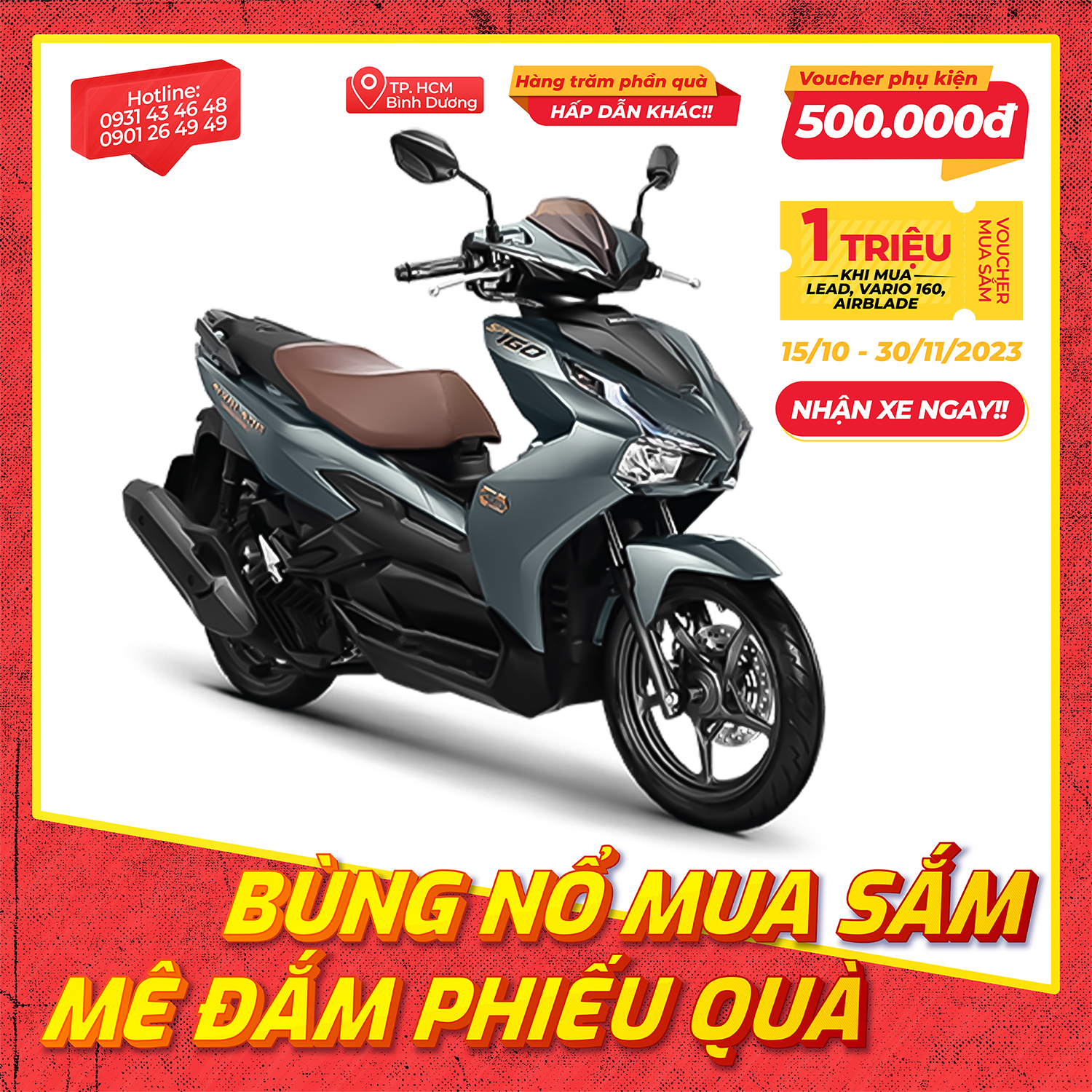 Xe máy Honda Air Blade 160cc 2023 - Phiên bản Đặc Biệt - Xanh Xám Đen