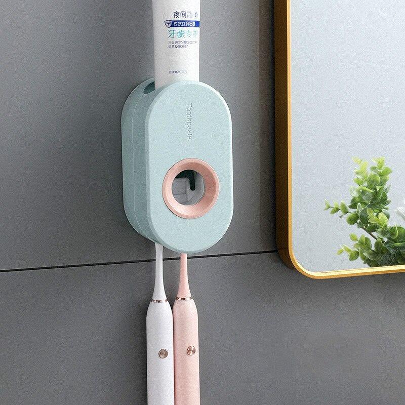 Bathroom Accessories Set Tooth Brush Holder Automatic Toothpaste Dispenser Holder Toothbrush Wall Mount Rack Bathroom Tools Set