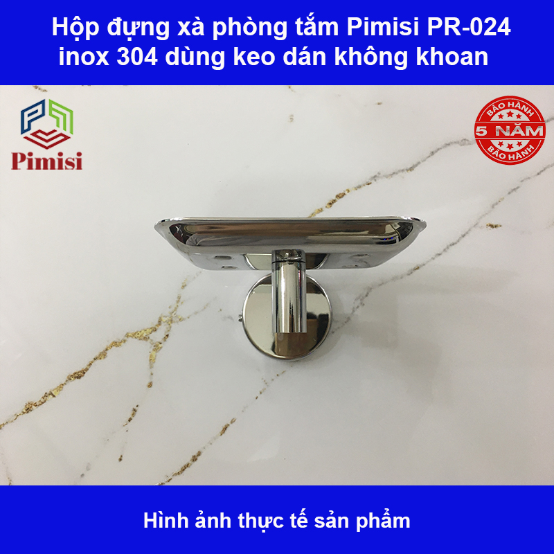 Khay đựng xà phòng cục dán tường Pimisi inox 304 dùng làm kệ xà bông trong nhà tắm gắn tường bằng keo không cần khoan | Hàng chính hãng