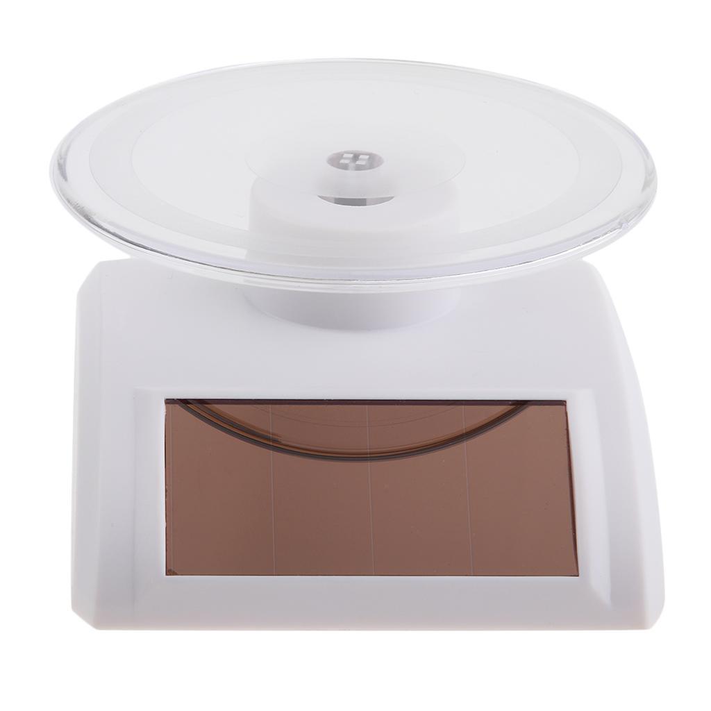 2 Pieces Mini Solar Powered Turntable Rotating Display Stand Jewelry Phones