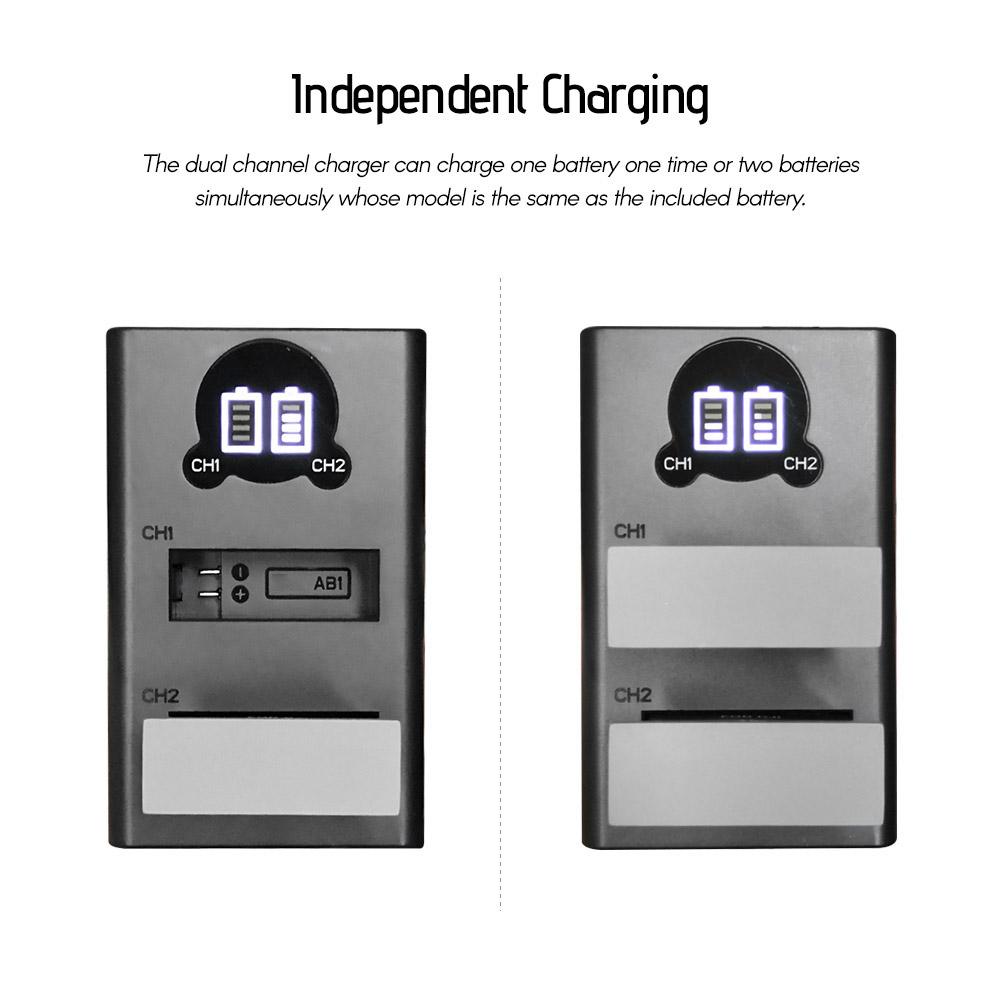 Bộ sạc Màn hình thông minh LCD sạc kênh đôi hai cổng với Pin sạc Li-ion 1300mAh Sạc qua USB