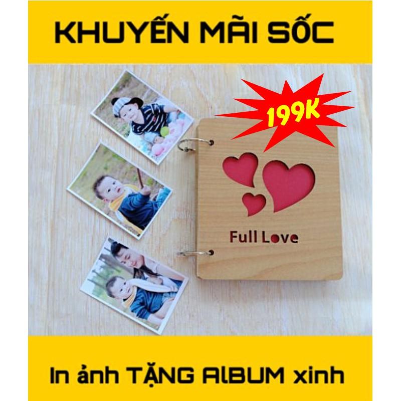 Combo in ảnh 100 tấm đã ép Plastic TẶNG KÈM 1 quyển album bìa gỗ đựng 100 tấm ảnh