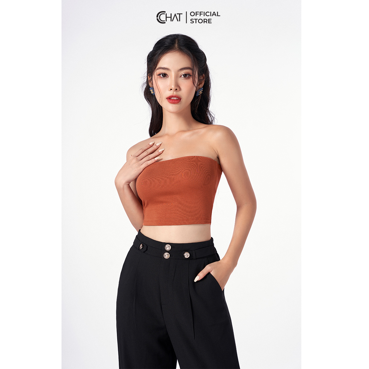 Áo Quây Ngực CCHAT Không Đệm Thun Trơn Croptop Dáng Ôm Cao Cấp Phong Cách Trẻ Trung 22ZQC2001OT