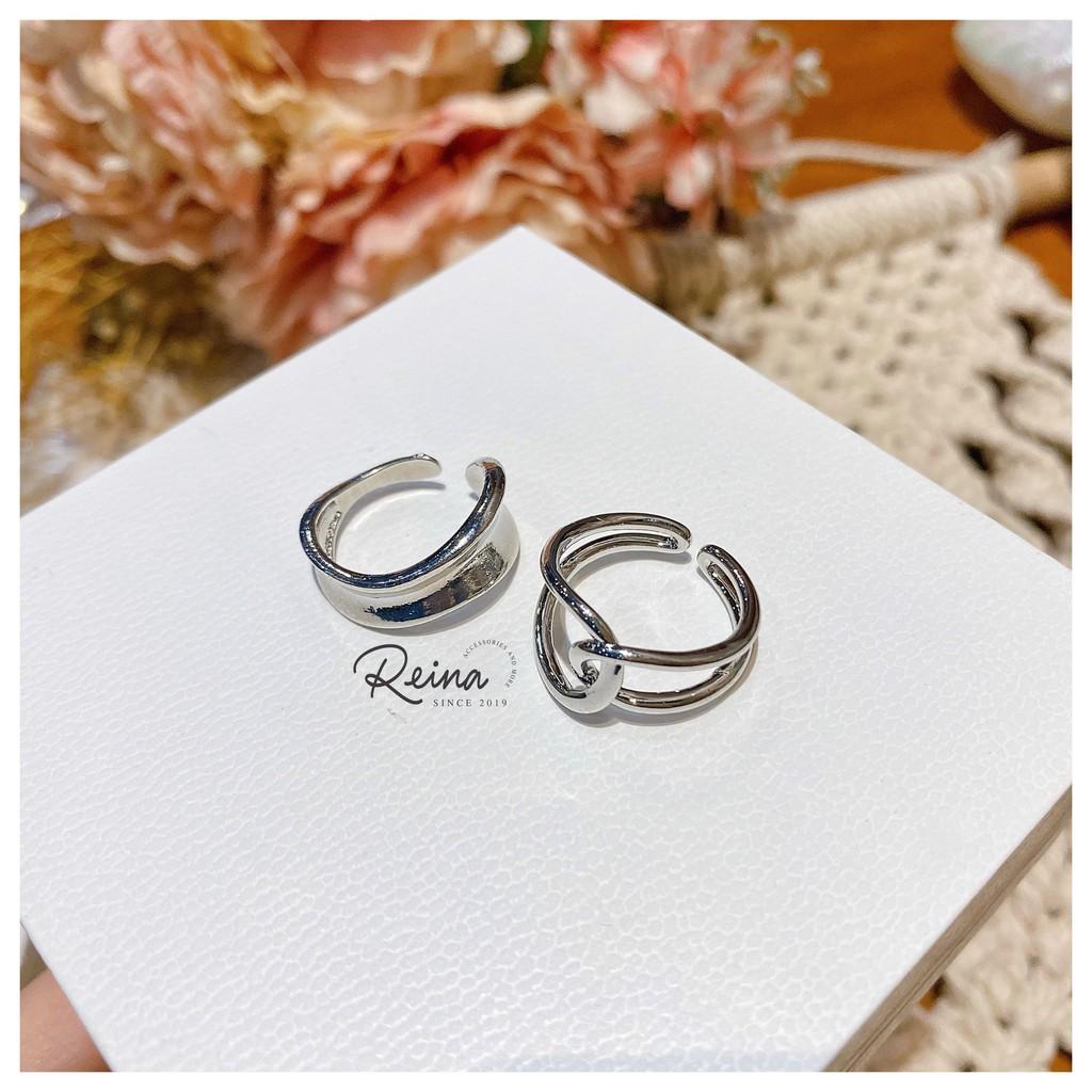 Set nhẫn nữ 2 món phong cách Hàn Quốc thiết kế vòng xoắn rỗng cá tính Reina