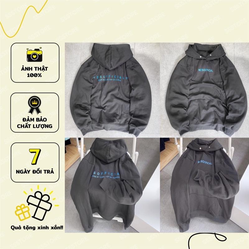 áo Hoodie nỉ WZSOFF màu đen xám unisex ảnh thật SSSTore ( nam nữ mặc đều được )