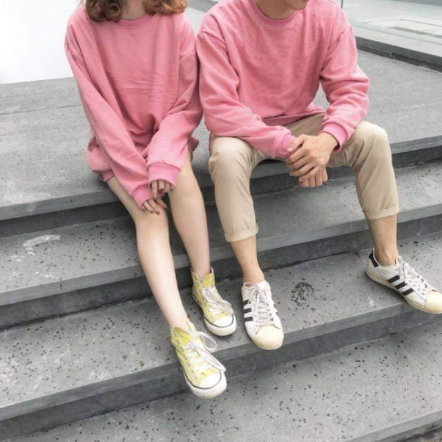 ÁO SWEATER BASIC PINK HỒNG TRƠN UNISEX - L12