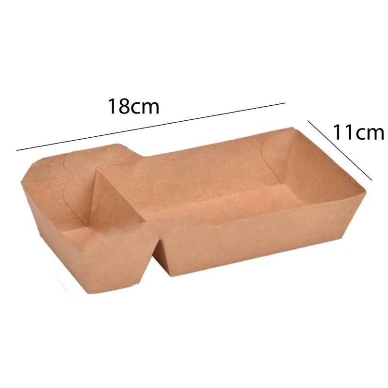 50 cái khay giấy kraft 2 ngăn