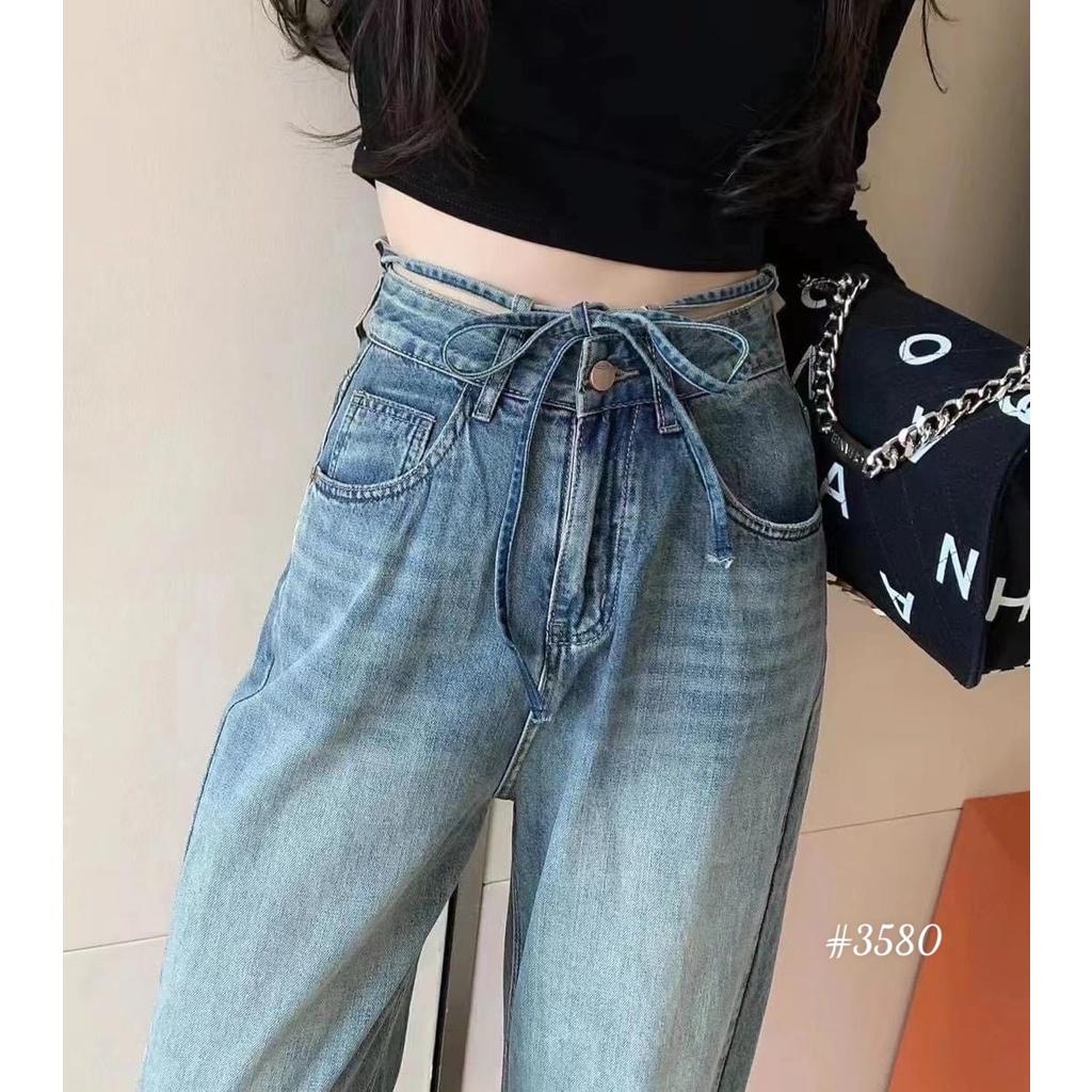 Quần baggy jean nữ ống rộng lưng cao cột dây , quần jean ống rộng kiểu dáng trẻ trung, form đẹp ulzzang nữ