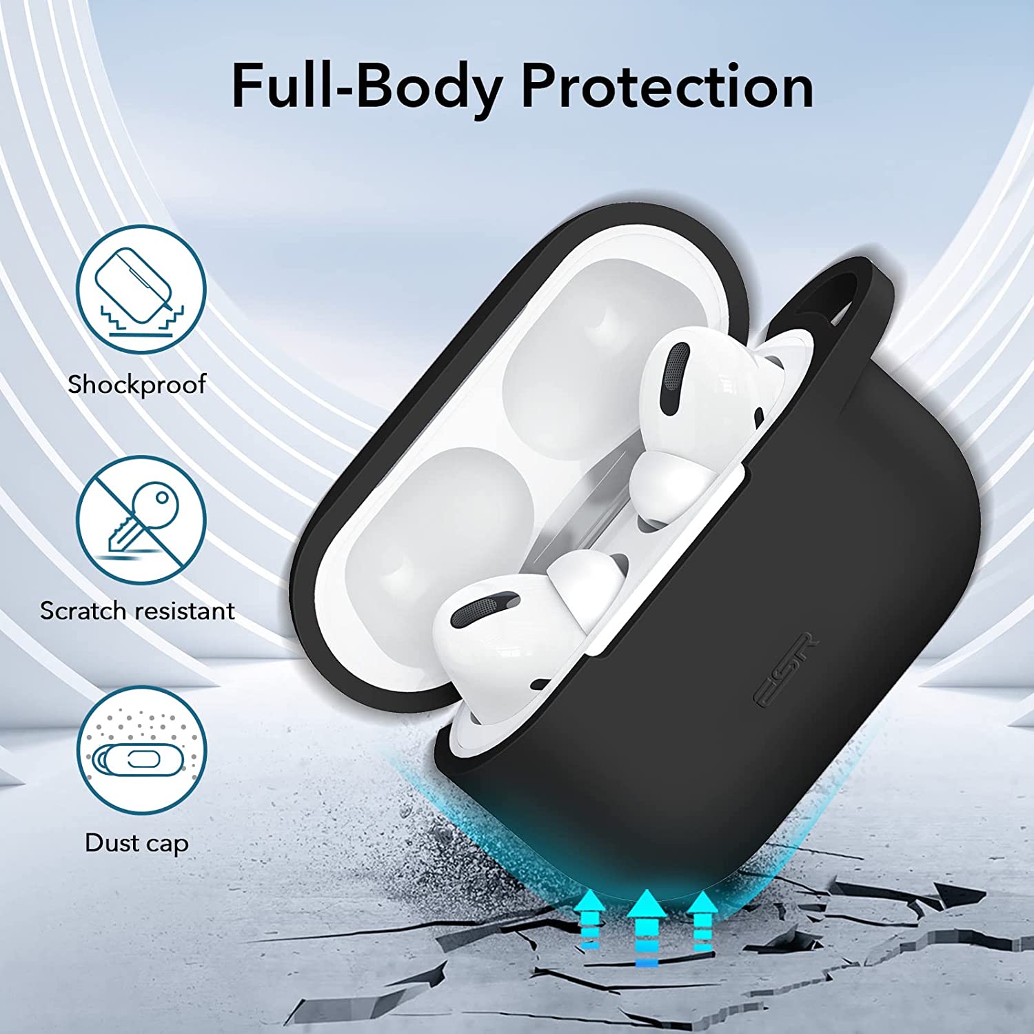 Bao Case cho AirPods Pro 2 (2023/2019) ESR Silicone Bounce Carrying Case - Hàng Chính Hãng