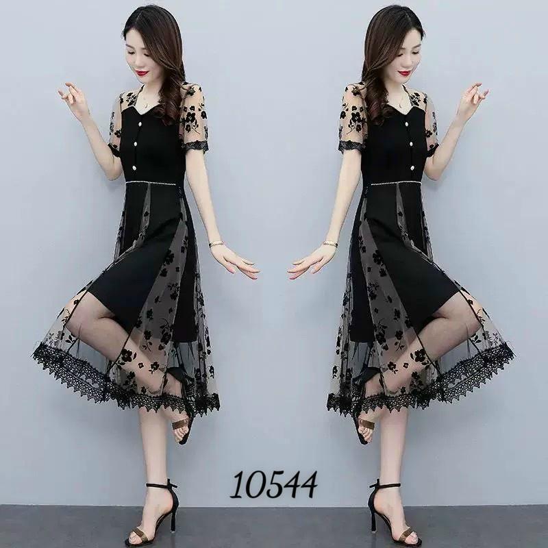Đầm váy nữ trung niên phối lưới hoa dự tiệc dạo phố trẻ trung nhẹ nhàng