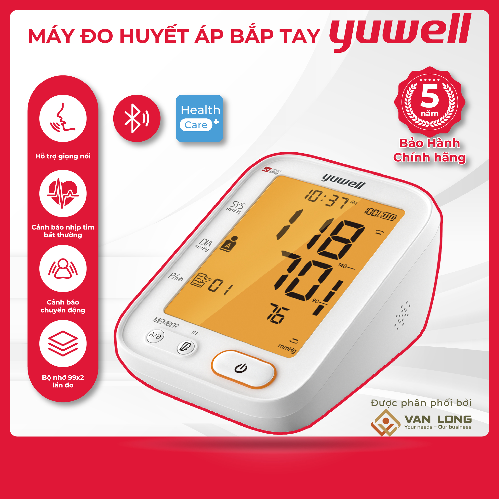 [Giọng nói tiếng Việt] Máy đo huyết áp điện tử bắp tay Yuwell YE680B kết nối bluetooth cao cấp