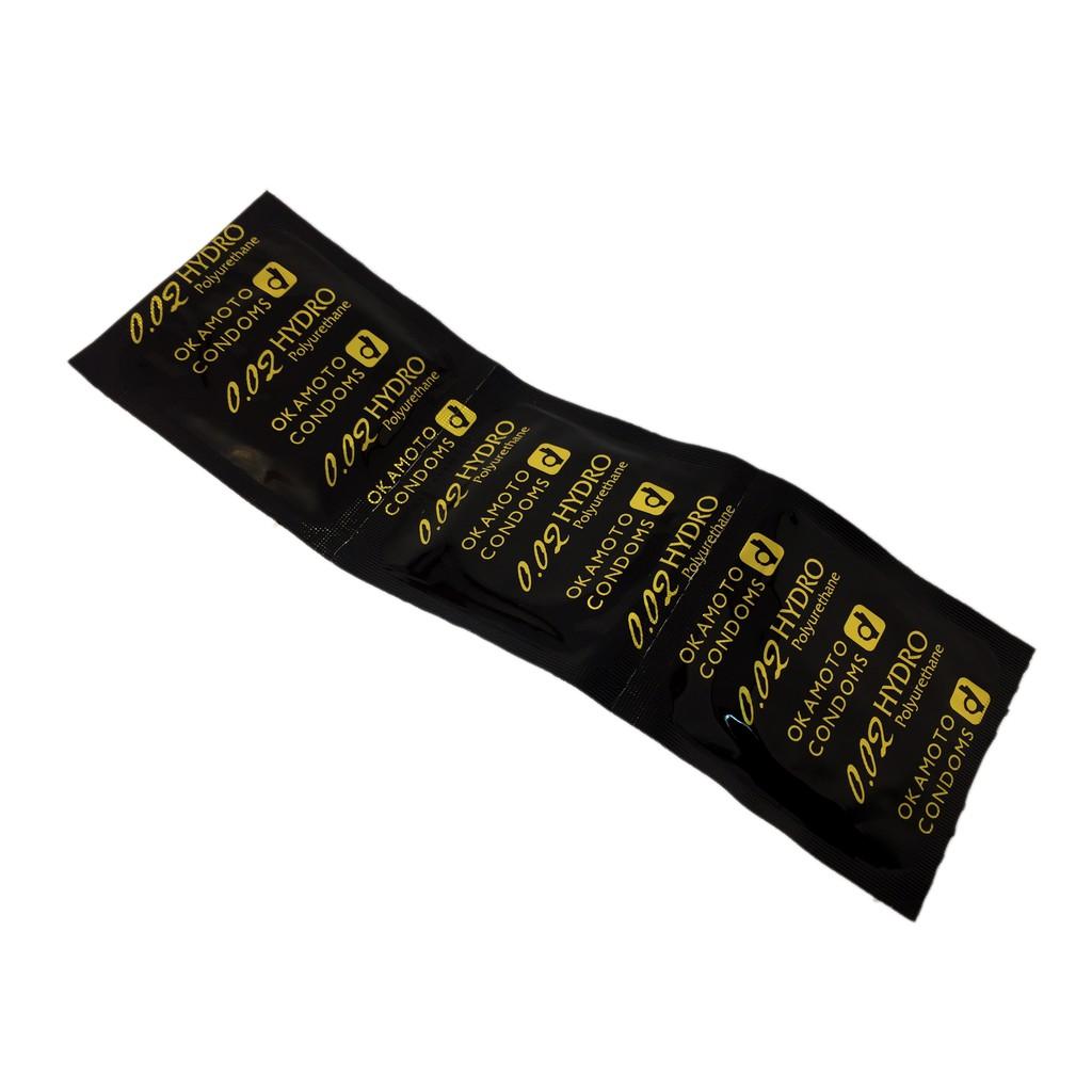 Bao Cao su Okamoto 0.02 PU Siêu mỏng Truyền Nhiệt Nhanh Hộp 3 Cái - Tặng 1 Gói Gel Bôi Trơn Hydro