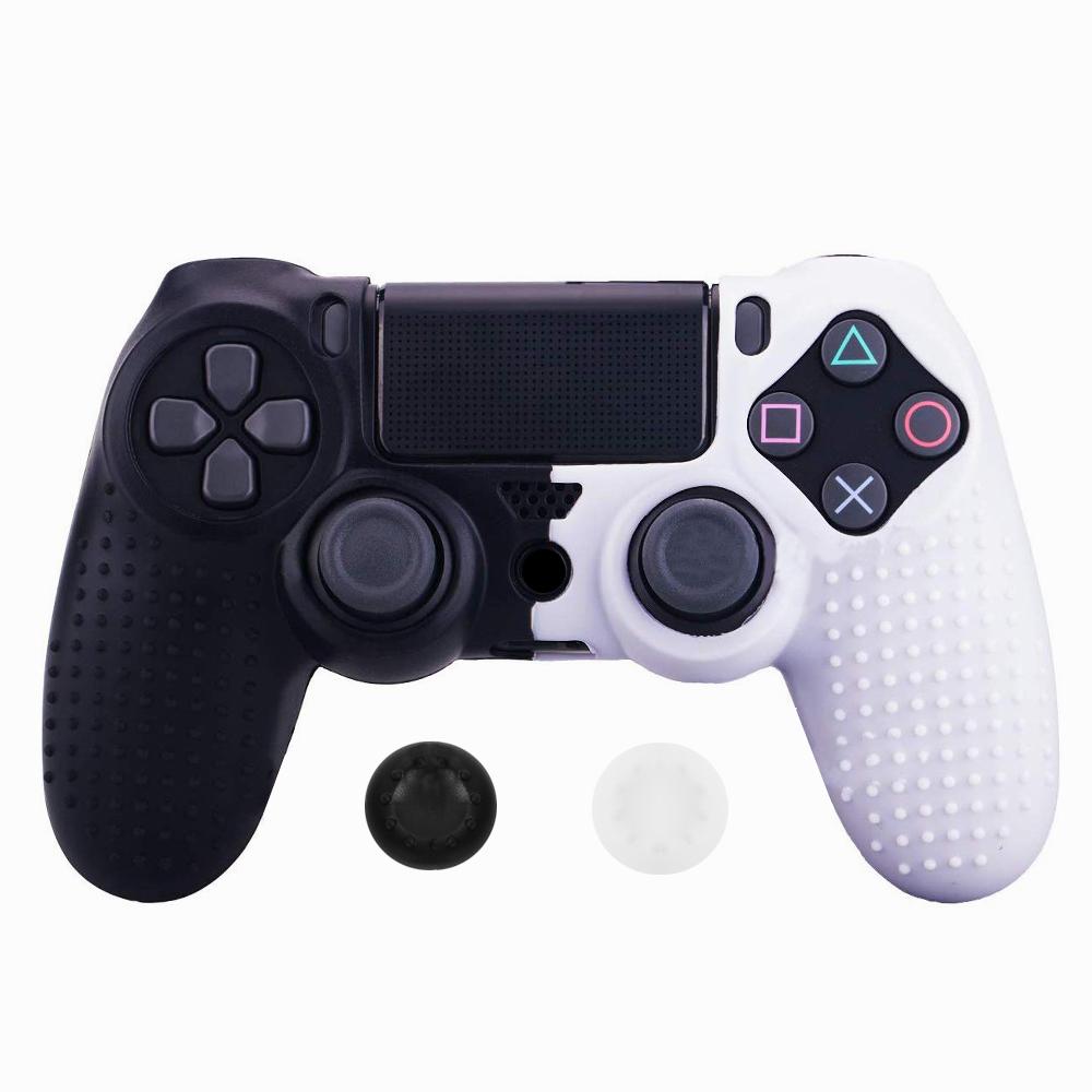 Vỏ bọc silicon ZOMTOP cho Vỏ tay cầm Dualshock 4 PS4 Pro Slim và Mũ kẹp ngón tay cái cho Phụ kiện trò chơi PlayStation 4 Màu sắc: 1 Đỏ