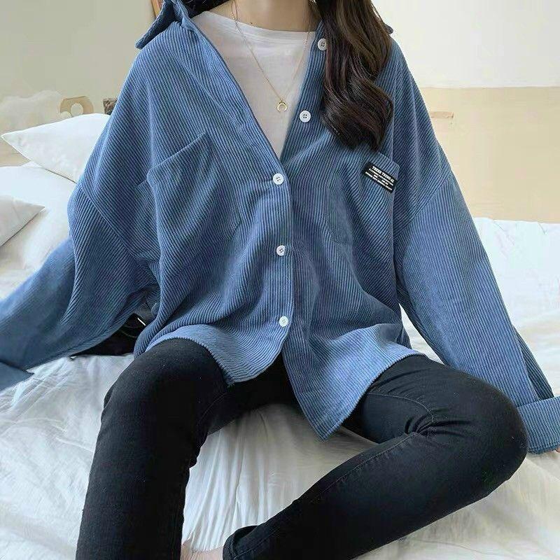 Áo Khoác Nhung Gân Dây Luồng Nam Nữ RẺ ĐẸPÁo sơ Mi Kiểu Unisex Nhung Cap Cấp Logo Thêu Couple Xinh T -shirt