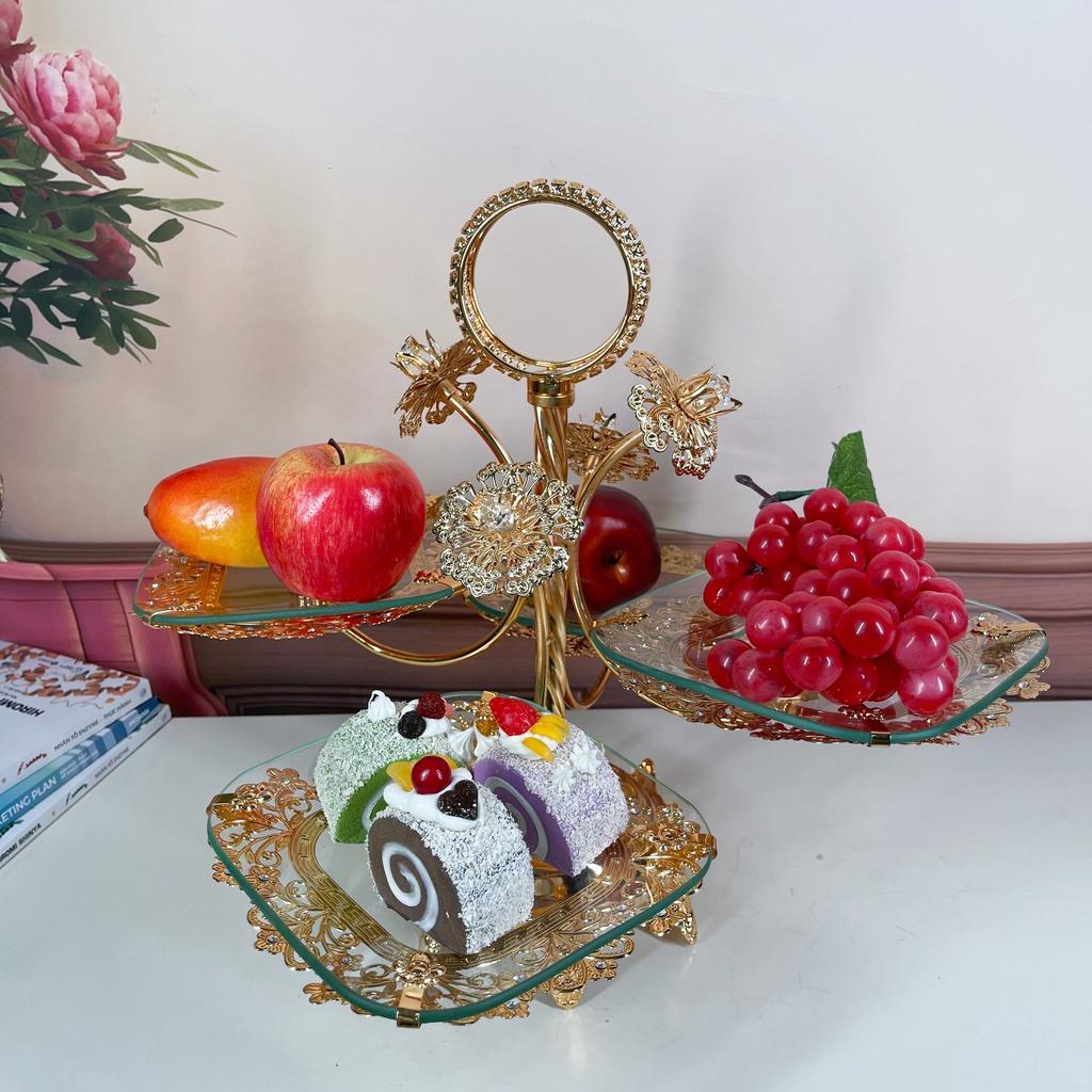 Đĩa quả họa tiết sơn trà tân cổ điển sang trọng tinh tế DQ20