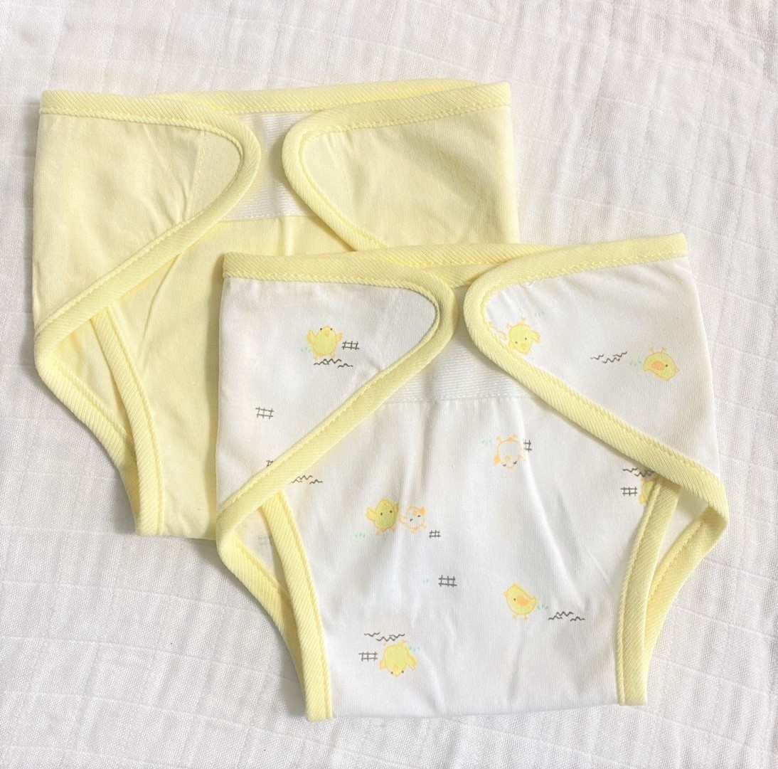 Set 2 tã vải sơ sinh cotton TOMTOM BABY | Size 1,2,3 cho bé sơ sinh - 9kg | Miếng dán bo viền, chất vải mềm mịn