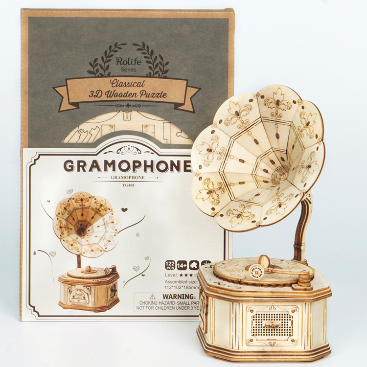 Đồ chơi lắp ráp gỗ 3D Mô hình Máy hát Gramophone TG408