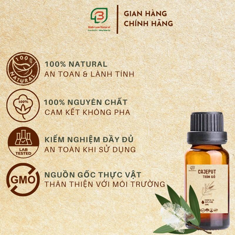 Tinh dầu tràm gió nguyên chất giữ ấm cho bé, khử mùi, kháng khuẩn, đuổi muỗi Bình Lam Natural 20ml