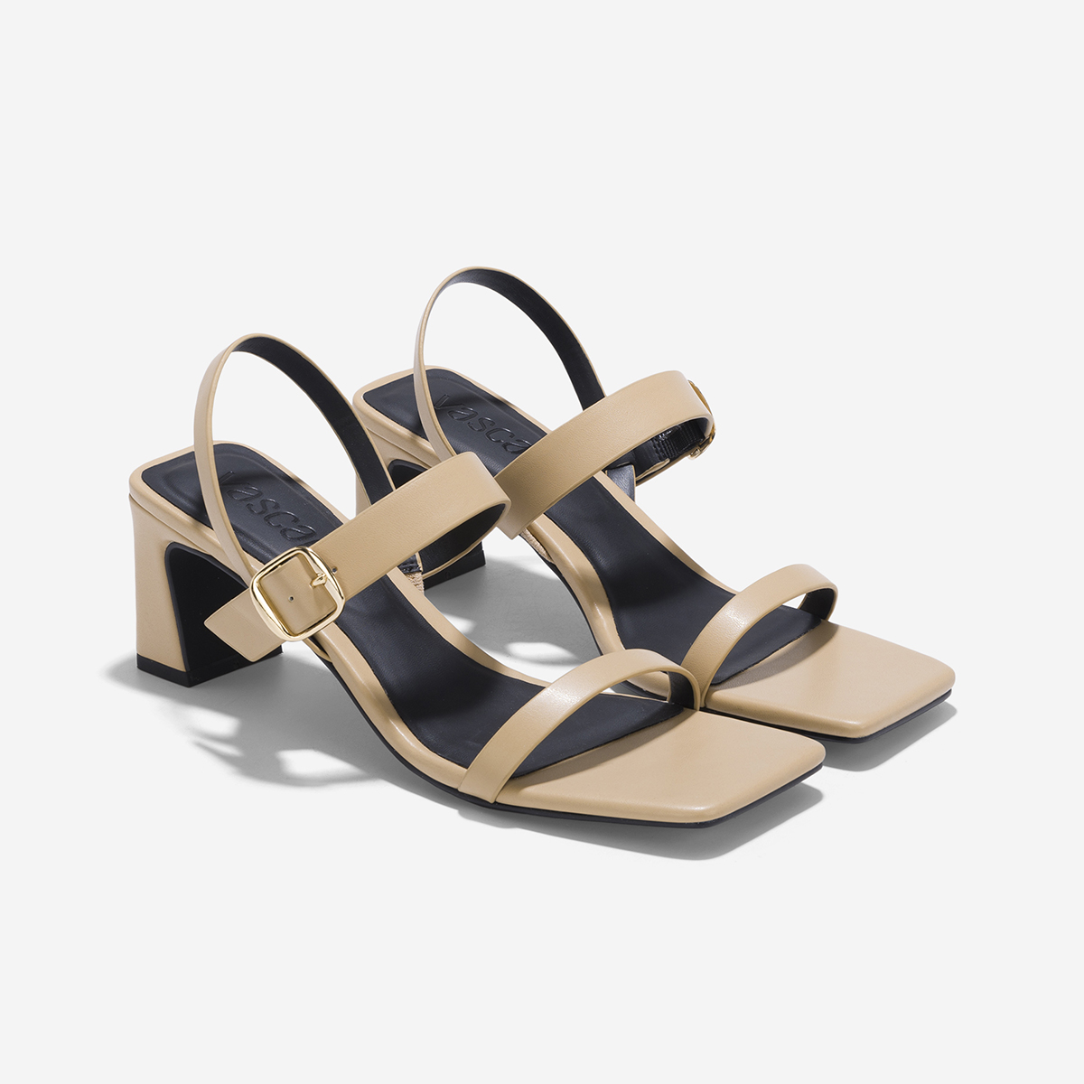 Vascara Giày Sandal Gót Trụ Nhấn Khóa Trang Trí - SDN 0795