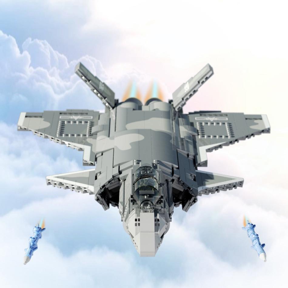Đồ chơi Lắp ráp Máy bay chiến đấu tàng hình J-20, Juhang 88009 Stealth Fighter, Xếp hình thông minh
