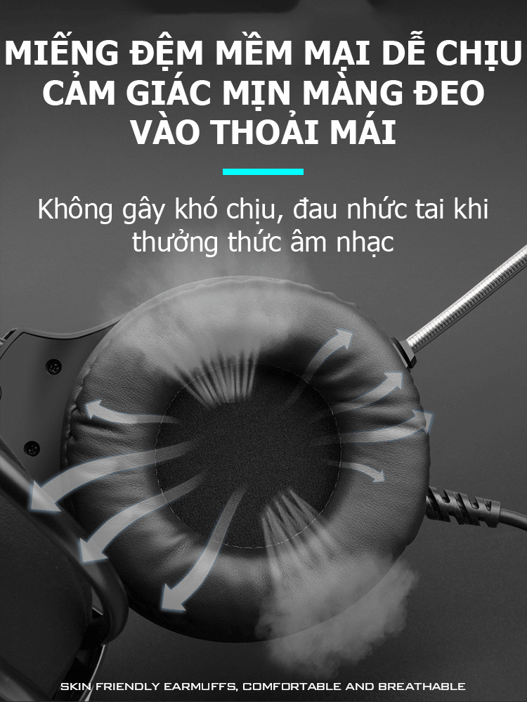 Tai nghe chụp tai gaming AK3 có mic thoại chuyên ngiệp âm sống động và đèn led 7 màu tuyệt đẹp